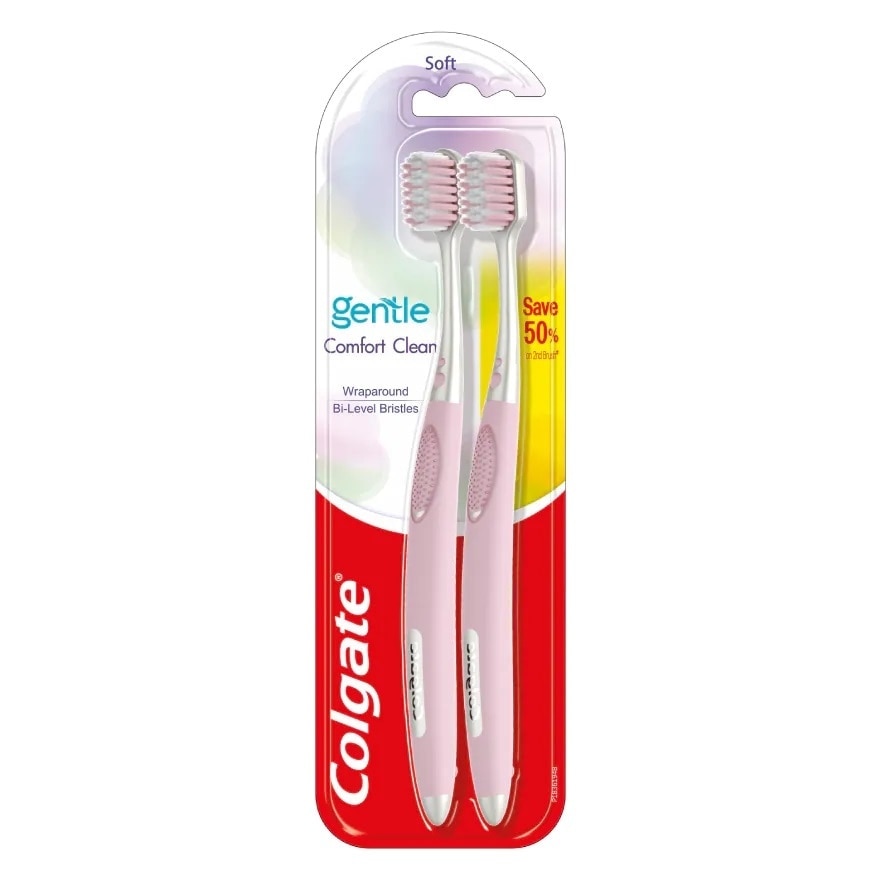 Colgate คอลเกต แปรงสีฟัน เจนเทิล คอมฟอร์ท คลีน 2 ชิ้น (คละสี)