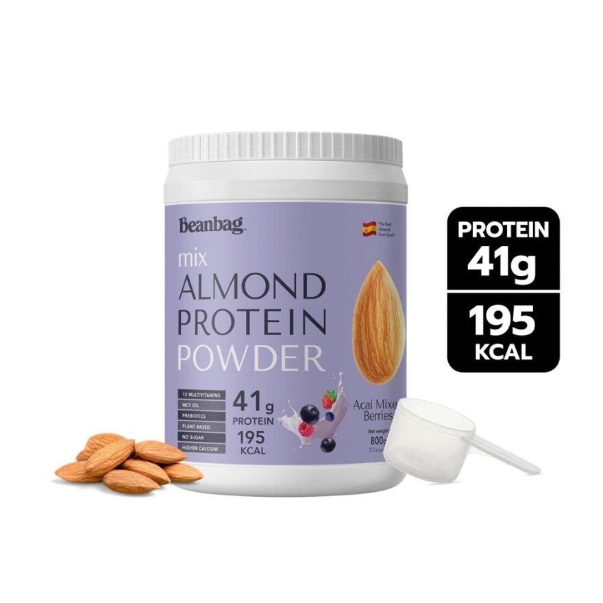 Beanbag Mix Almond Protein Powder Acai Mixed Berries Flavor 800 g.