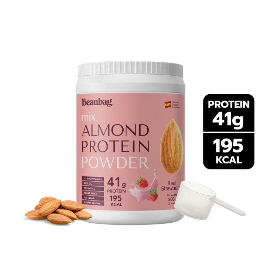 Beanbag Mix Almond Protein Powder Real Strawberry Flavor 800 g.