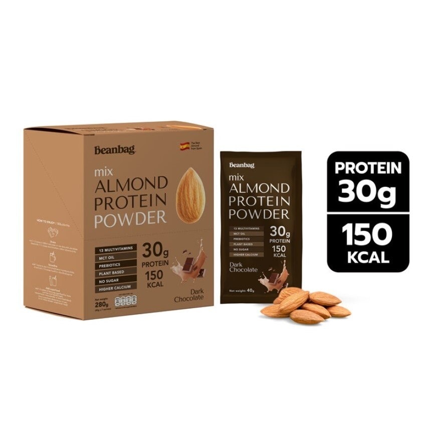 Beanbag Mix Almond Protein Powder Dark Chocolate Flavor 280 g. (40g. x 7 Sachets)