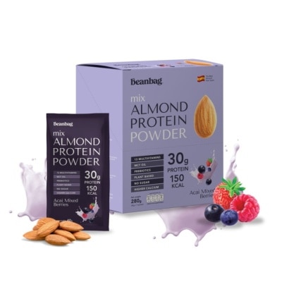 Beanbag Beanbag Mix Almond Protein Powder Acai Mixed Berries 280 g. (40g. x 7 Sachets)