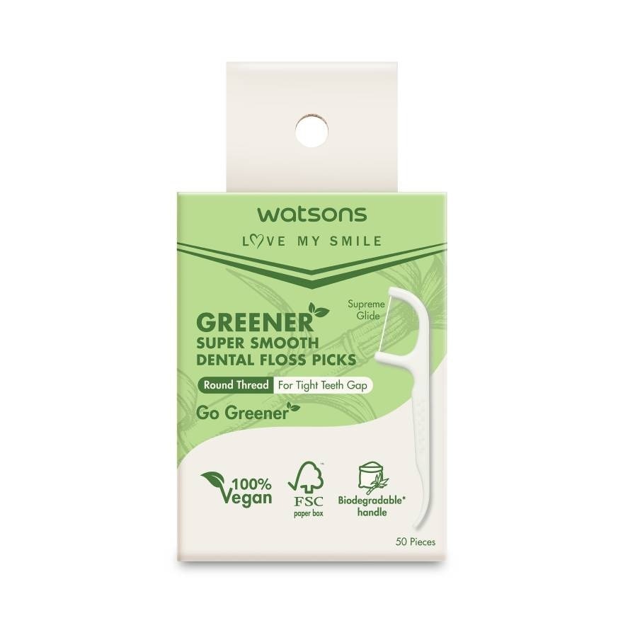 Watsons Greener Super Smooth Dental Floss Picks 50s.