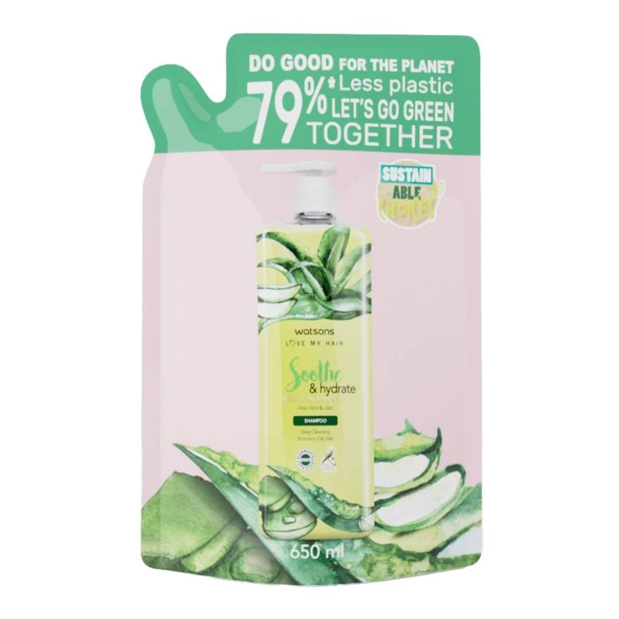 WATSONS SOOTHE  HYDRATE ALOE VERA  LILAC SHAMPOO 650ml