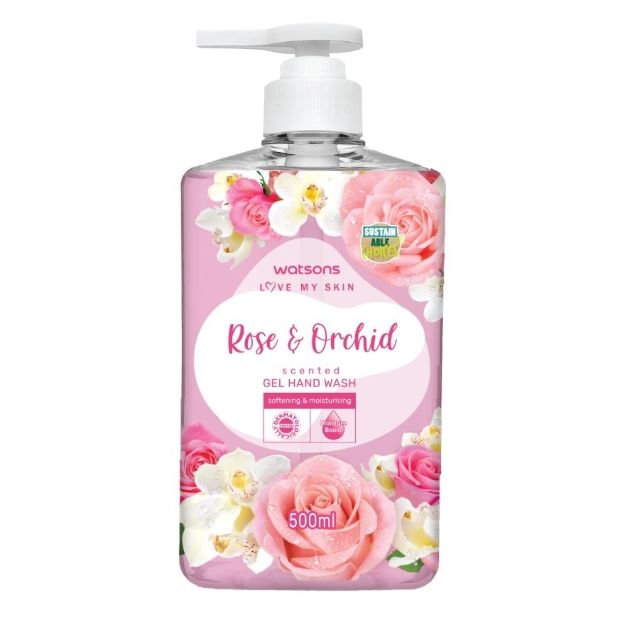 Watsons Love My Skin Rose  Orchid Scented Gel Hand Wash 500ml.