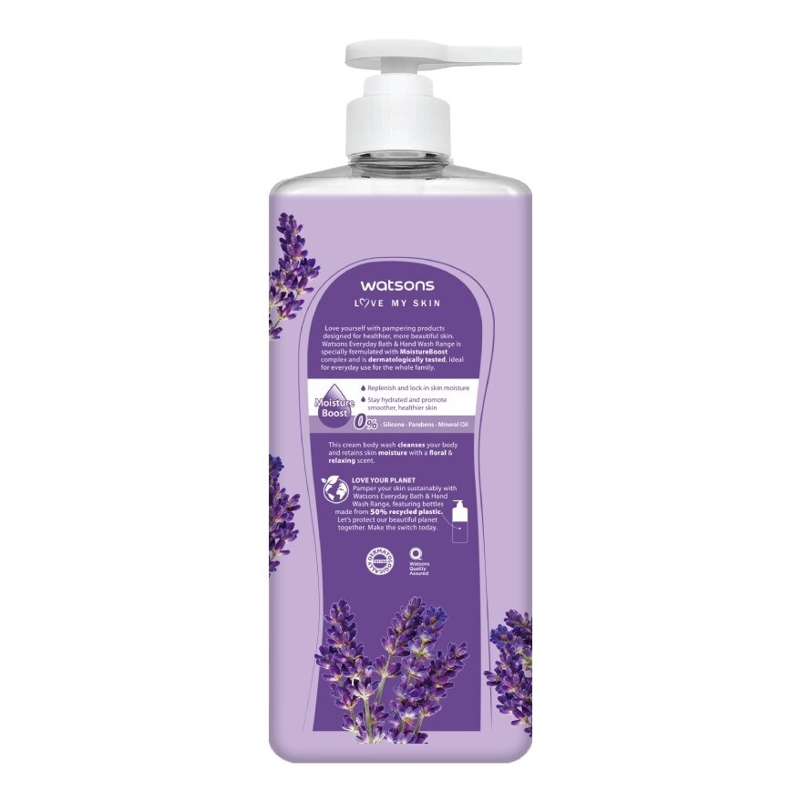 Watsons Love My Skin Lavender Scented Cream Body Wash 700ml.