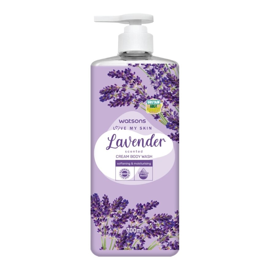 Watsons Love My Skin Lavender Scented Cream Body Wash 700ml.