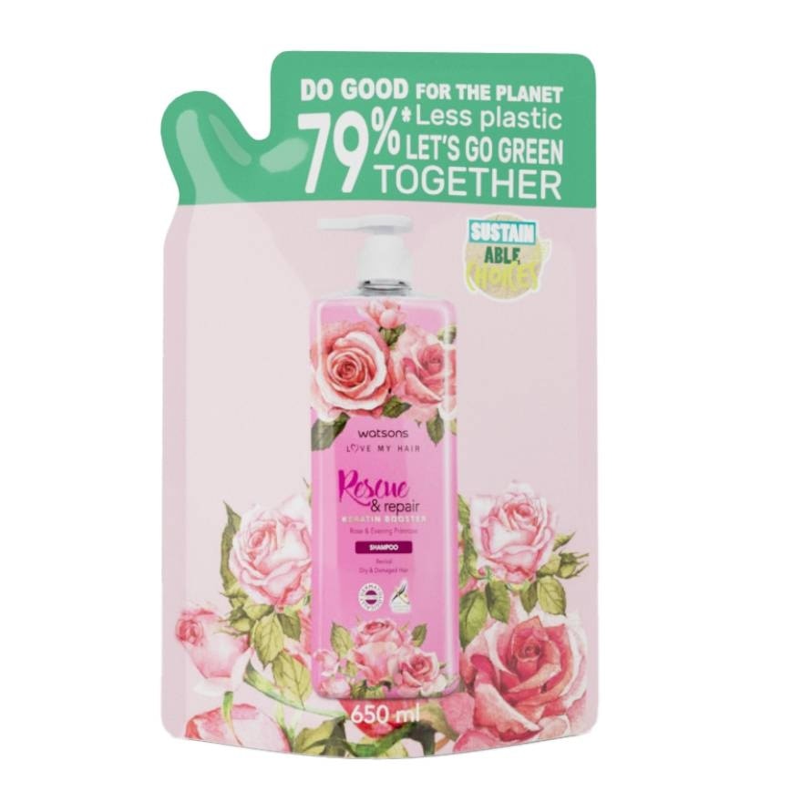 WATSONS RESCUE  REPAIR ROSE  EVENING PRIMROSE SHAMPOO 650ml (Refill)