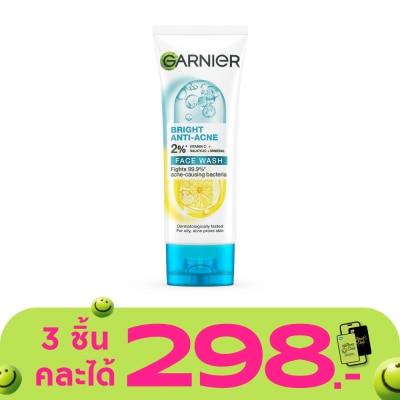 Garnier - การ์นิเย่ ไบรท์ แอนตี้-แอคเน่ เฟส วอช 100 มล.