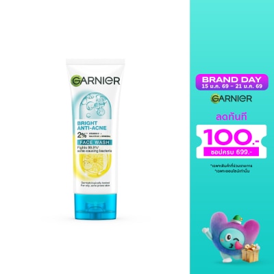 Garnier การ์นิเย่ ไบรท์ แอนตี้-แอคเน่ เฟส วอช 100 มล.