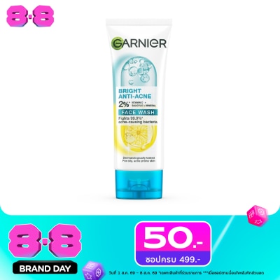 Garnier - การ์นิเย่ ไบรท์ แอนตี้-แอคเน่ เฟส วอช 100 มล. image
