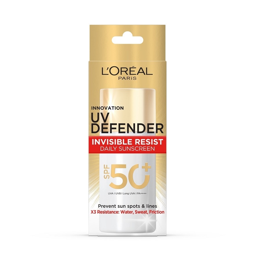 L'Oreal ลอรีอัล ปารีส ยูวี ดีเฟนเดอร์ อินวิซิเบิ้ล รีซิส เดลี่ ซันสกรีน เอสพีเอฟ 50+ 50 มล.