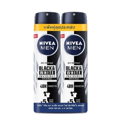 Nivea Nivea Men Spray Black  White 150 Ml.Twin Pack ผู้ชาย สเปรย์ลดเหงื่อ ระงับกลิ่นกาย