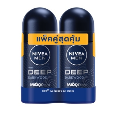 Nivea Nivea Men Roll On Deep Darkwood 50 Ml.Twin Pack ผู้ชาย โรลออนลดเหงื่อ ระงับกลิ่นกาย