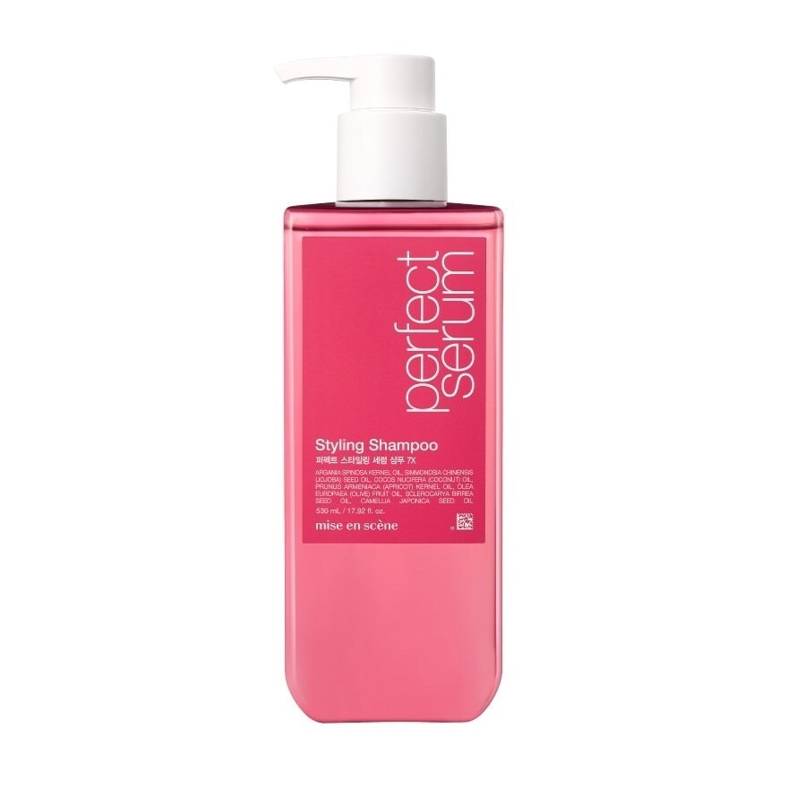 Mise En Scene Shampoo Perfect Serum Styling 530 Ml. สูตรฟื้นบำรุงและจัดแต่งสไตล์ลอน