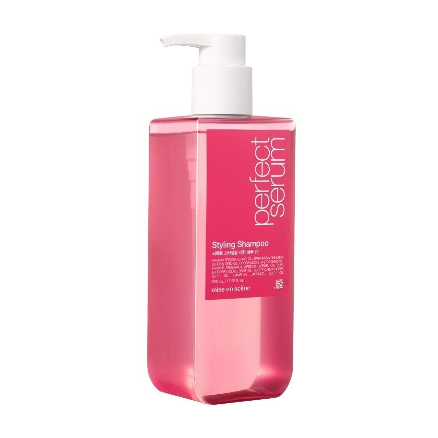 Mise En Scene Shampoo Perfect Serum Styling 530 Ml. สูตรฟื้นบำรุงและจัดแต่งสไตล์ลอน