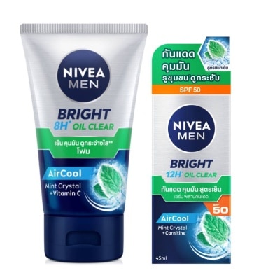 Nivea นีเวีย เมน ไบรท์ ออยล์ เคลียร์ เฟช โฟม 100 กรัม+นีเวีย เมน ไบรท์ ออยล์ เคลียร์ เฟช เซ