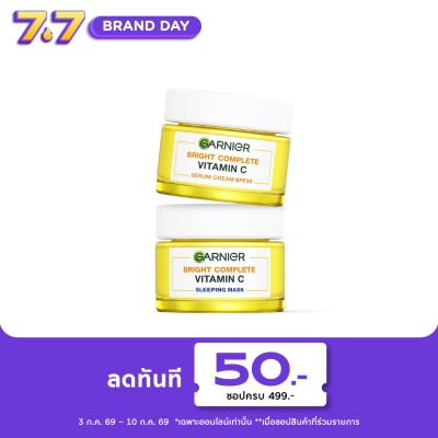 Garnier - Garnier Bright Complete Vitamin C Serum Cream SPF30 PA+++50 Ml.+Sleping Mask 50 Ml.