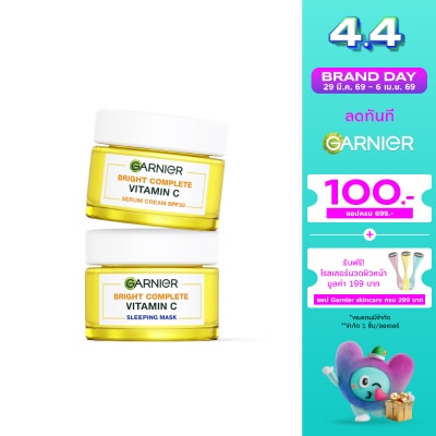 Garnier - Garnier Bright Complete Vitamin C Serum Cream SPF30 PA+++50 Ml.+Sleping Mask 50 Ml.