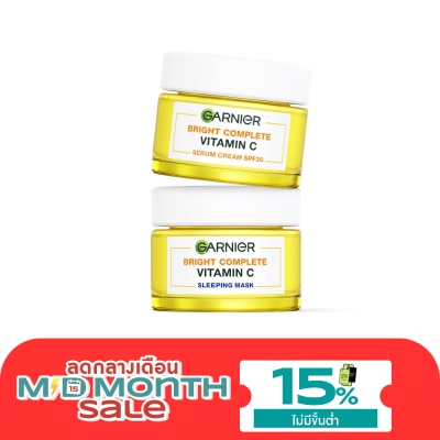 Garnier การ์นิเย่ ไบรท์ คอมพลีท วิตามินซี เซรั่ม ครีม SPF30PA+++ 50 มล.+สลีปปิ้ง มาส์ก 50 มล. image