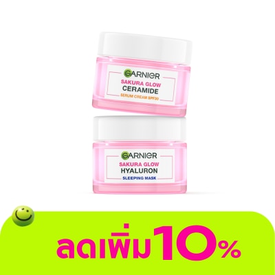 Garnier - Garnier Sakura Glow Ceramide Serum Cream SPF30PA+++50Ml.+Hyaluron Sleeping Mask 50Ml.