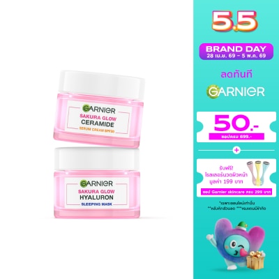 Garnier - Garnier Sakura Glow Ceramide Serum Cream SPF30PA+++50Ml.+Hyaluron Sleeping Mask 50Ml.