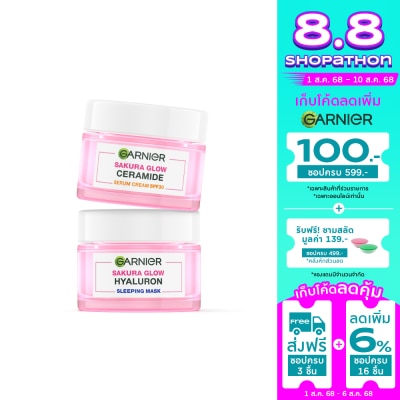 Garnier Garnier Sakura Glow Ceramide Serum Cream SPF30PA+++50Ml.+Hyaluron Sleeping Mask 50Ml.