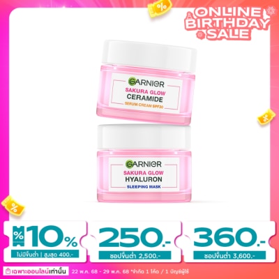 Garnier Garnier Sakura Glow Ceramide Serum Cream SPF30PA+++50Ml.+Hyaluron Sleeping Mask 50Ml.