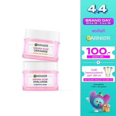 Garnier - Garnier Sakura Glow Ceramide Serum Cream SPF30PA+++50Ml.+Hyaluron Sleeping Mask 50Ml.