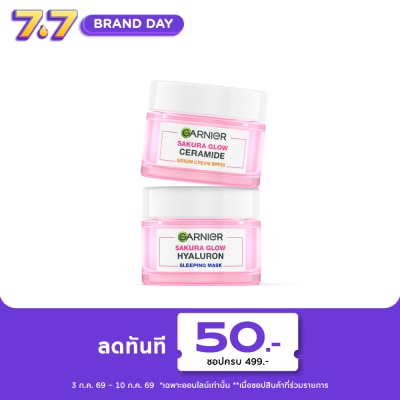 Garnier - Garnier Sakura Glow Ceramide Serum Cream SPF30PA+++50Ml.+Hyaluron Sleeping Mask 50Ml.
