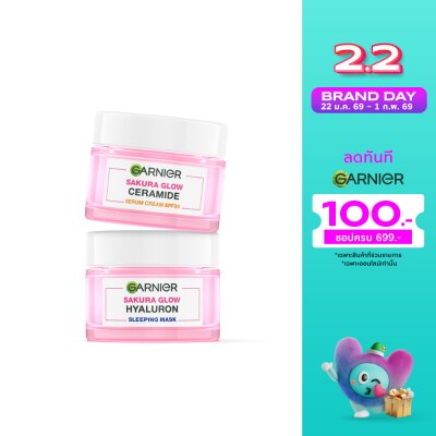 Garnier Garnier Sakura Glow Ceramide Serum Cream SPF30PA+++50Ml.+Hyaluron Sleeping Mask 50Ml.