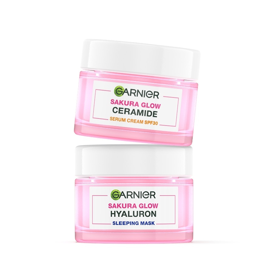 Garnier Sakura Glow Ceramide Serum Cream SPF30PA+++50Ml.+Hyaluron Sleeping Mask 50Ml.