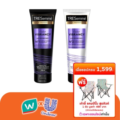 Tresemme - เทรซาเม่ คัลเลอร์ เรเดียนซ์ รีแพร์ ผมกัดสี ไฮไลท์ แชมพูม่วง 220มล.+ครีมนวดม่วง 220มล.