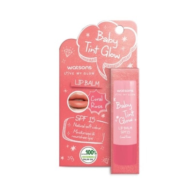 Watsons Watsons Baby Tint Glow  Lip Balm Coral Rose 3.9g SPF15