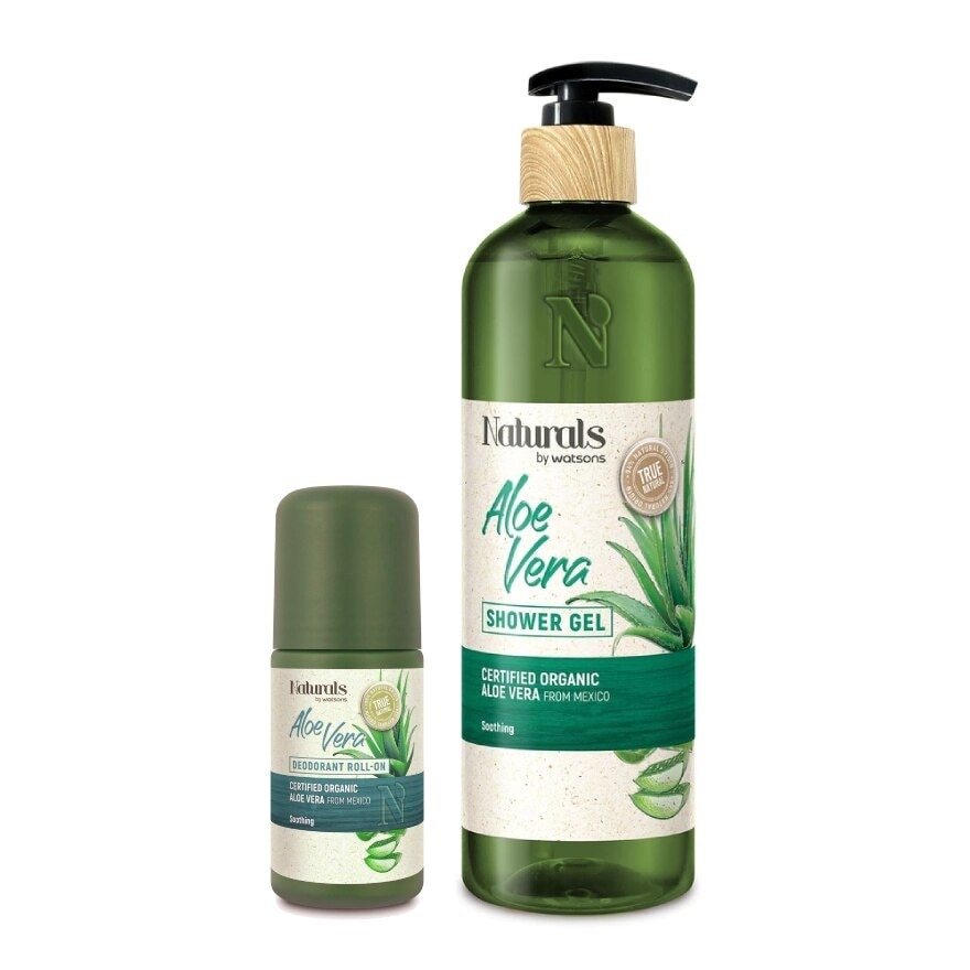 Naturals By Watsons True Natural Aloe Vera Shower Gel 490ml + Naturals By Watsons Tru