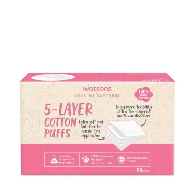 Watsons Watsons 5-Layer Cotton Puffs 80 pcs.