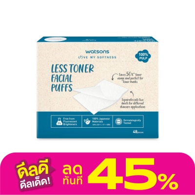 Watsons Watsons Less Toner Facial Puffs 48 sheets.