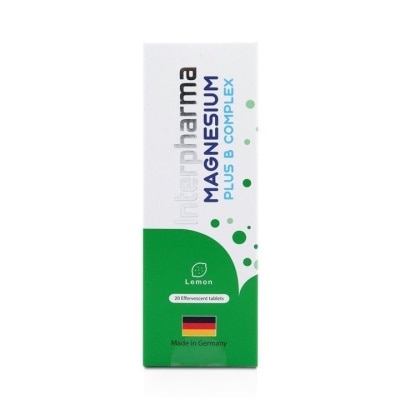 Interpharma อินเตอร์ฟาร์มา แม็กนีเซียม พลัส บี คอมเพล็กซ์ รสเลม่อน 20 เม็ด ผลิตภัณฑ์เสริมอาหาร