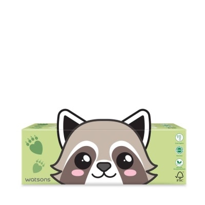 WATSONS วัตสัน กระดาษทิชชูกล่อง(Racoon  Sloth)หนา3ชั้น x 100แผ่น. ขอสงวนสิทธิ์ในการเลือกลาย