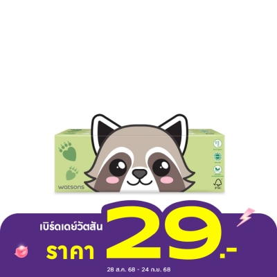 WATSONS วัตสัน กระดาษทิชชูกล่อง(Racoon  Sloth)หนา3ชั้น x 100แผ่น. ขอสงวนสิทธิ์ในการเลือกลาย