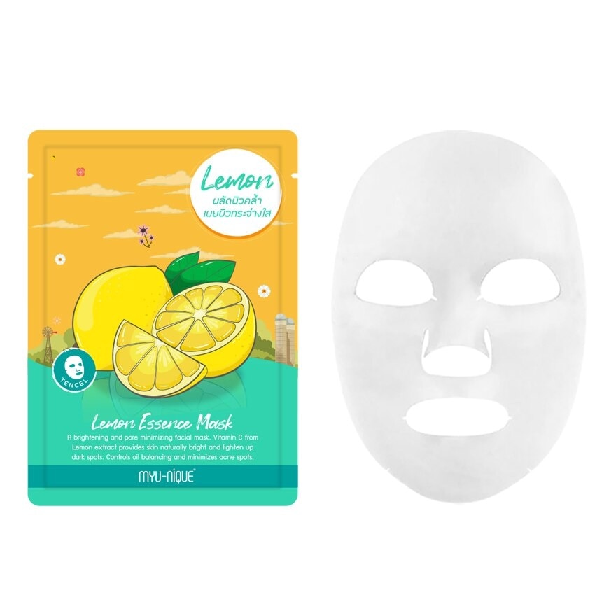 Myu-Nique Lemon Essence Mask 1'S มาสก์หน้า ผลัดผิวคล้ำ ผิวกระจ่างใส