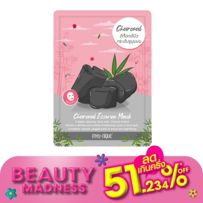 Myu-Nique มิว-นิค ชาโคล เอสเซ้นส์ มาสก์ 1 แผ่น มาสก์หน้า ดีท็อกซ์ผิว กระชับรูขุมขน