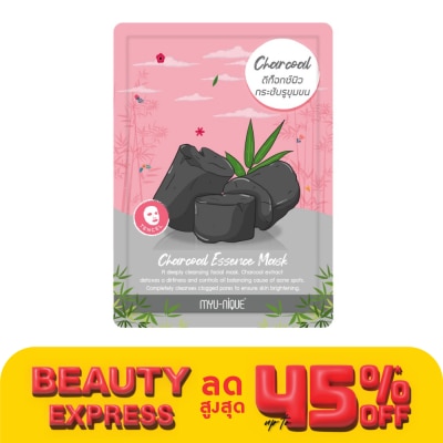 Myu-Nique มิว-นิค ชาโคล เอสเซ้นส์ มาสก์ 1 แผ่น มาสก์หน้า ดีท็อกซ์ผิว กระชับรูขุมขน