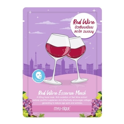 Myu-Nique Myu-Nique Red Wine Essence Mask 1'S มาสก์หน้า ผิวเรียบเนียน สดใส อมชมพู