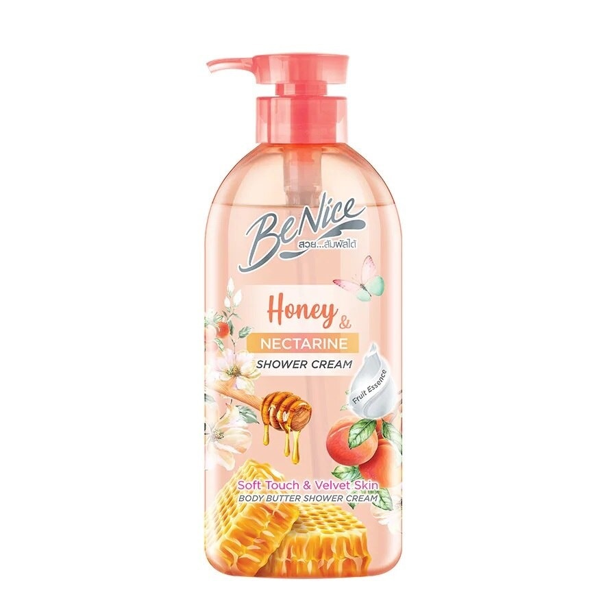 Benice Shower Cream Honey  Nectarine Body Butter 450 Ml. ครีมอาบน้ำ ชุ่มชื่น กระจ่างใ