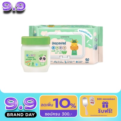 WATSONS - วัตสันเบบี้ปิโตรเลียมเจลลี่ 100กรัม+อันเซ้นต์เท็ดเบบี้ไวพ์ 90แผ่น image