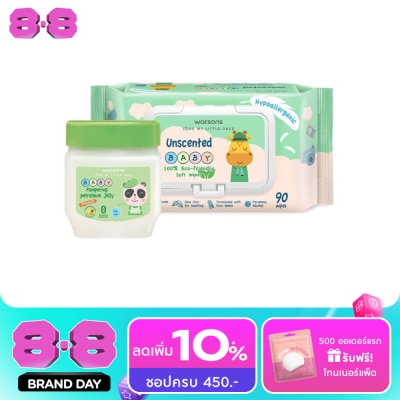 WATSONS - วัตสันเบบี้ปิโตรเลียมเจลลี่ 100กรัม+อันเซ้นต์เท็ดเบบี้ไวพ์ 90แผ่น image