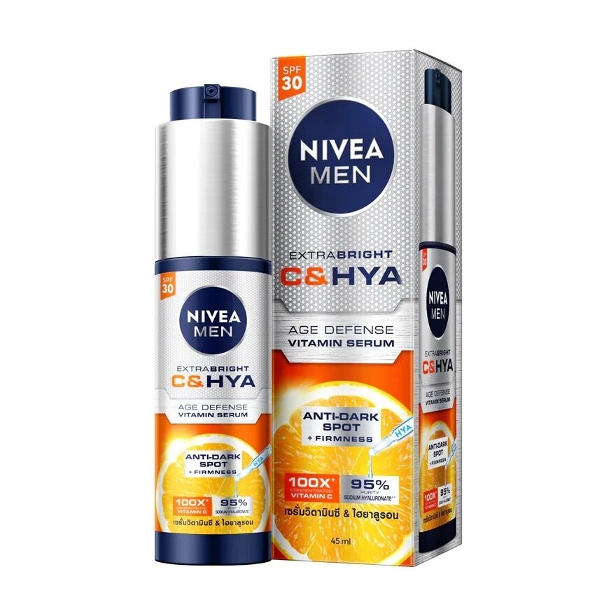 Nivea Men Extra Bright C  Hya Age Defense Vitamin Serum SPF30 45 Ml. เซรั่มบำรุงผิวผู