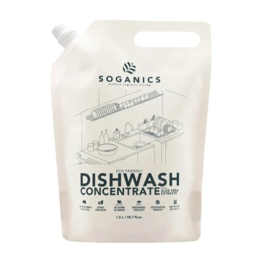 SOGANICS Dishwashing Liquid Refill - Aloe Vera 1.5L