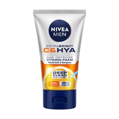 Nivea Nivea Men Extra Bright C  Hya Age Defense Vitamin Foam 100 G. โฟมล้างหน้า โฟมวิตามินซ