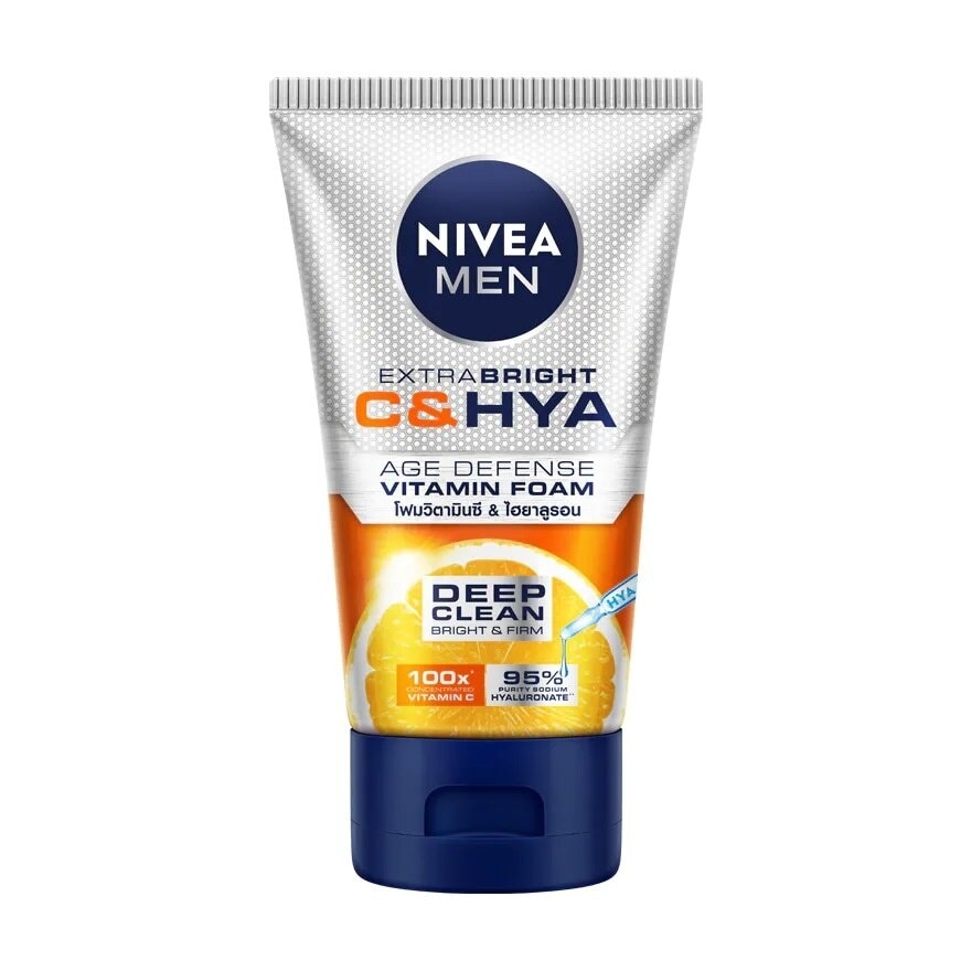 Nivea Men Extra Bright C  Hya Age Defense Vitamin Foam 100 G. โฟมล้างหน้า โฟมวิตามินซ